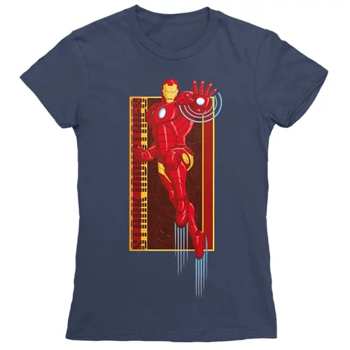 Sötétkék Bosszúállók Vasember női rövid ujjú póló - Stark Industries