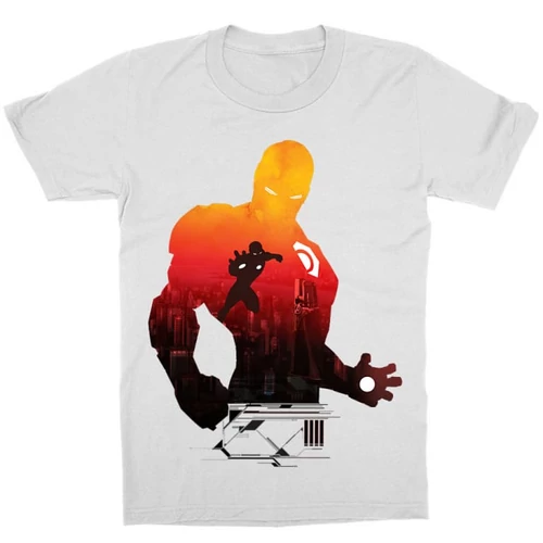 Fehér Bosszúállók - Avengers gyerek rövid ujjú póló - Vasember sziluett 