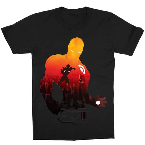 Fekete Bosszúállók - Avengers gyerek rövid ujjú póló - Vasember sziluett 