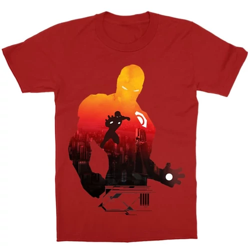 Piros Bosszúállók - Avengers gyerek rövid ujjú póló - Vasember sziluett 