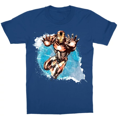 Királykék Bosszúállók Vasember gyerek rövid ujjú póló - Watercolor