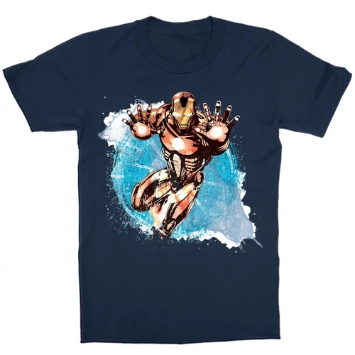 Sötétkék Bosszúállók Vasember gyerek rövid ujjú póló - Watercolor