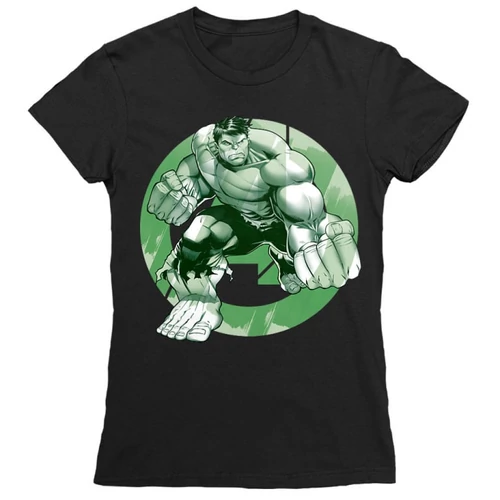 Fekete Bosszúállók női rövid ujjú póló - Hulk Avengers Logo