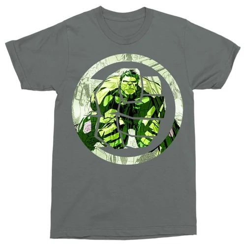 Sötétszürke Bosszúállók férfi rövid ujjú póló - Hulk Comics Logo