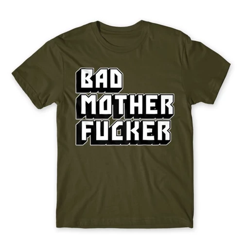 Khaki Ponyvaregény férfi rövid ujjú póló - Bad Mother Fucker