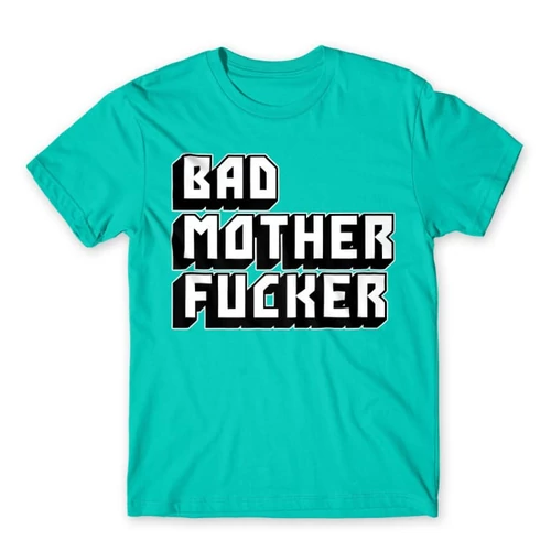 Türkiz Ponyvaregény férfi rövid ujjú póló - Bad Mother Fucker
