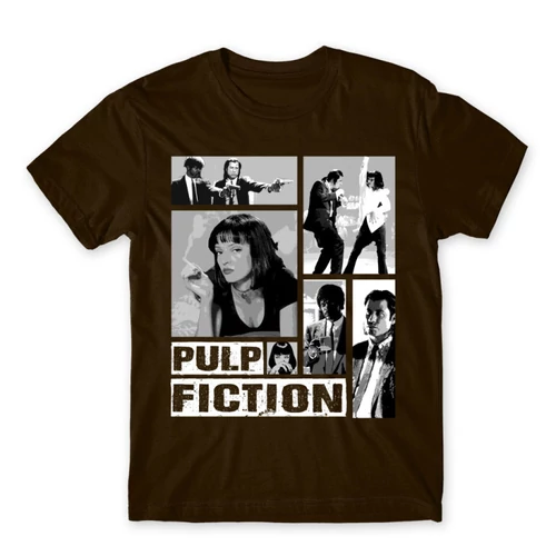 Barna Ponyvaregény férfi rövid ujjú póló - Pulp Fiction