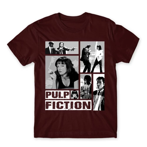 Bordó Ponyvaregény férfi rövid ujjú póló - Pulp Fiction
