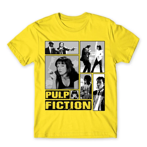 Citromsárga Ponyvaregény férfi rövid ujjú póló - Pulp Fiction