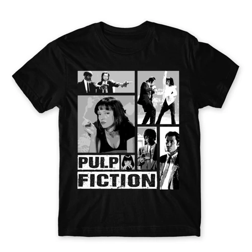Fekete Ponyvaregény férfi rövid ujjú póló - Pulp Fiction