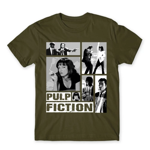 Khaki Ponyvaregény férfi rövid ujjú póló - Pulp Fiction