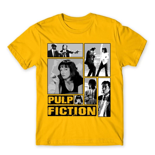 Sárga Ponyvaregény férfi rövid ujjú póló - Pulp Fiction