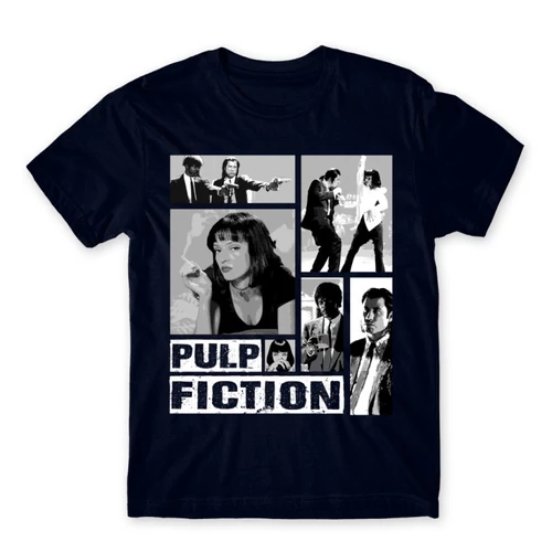 Sötétkék Ponyvaregény férfi rövid ujjú póló - Pulp Fiction