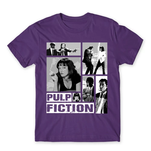 Sötétlila Ponyvaregény férfi rövid ujjú póló - Pulp Fiction