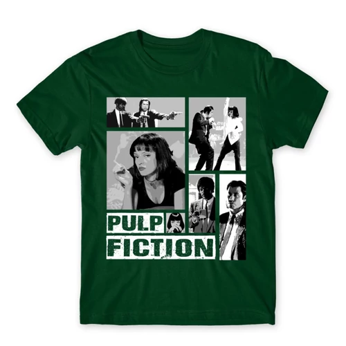 Sötétzöld Ponyvaregény férfi rövid ujjú póló - Pulp Fiction