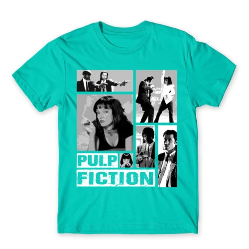 Türkiz Ponyvaregény férfi rövid ujjú póló - Pulp Fiction