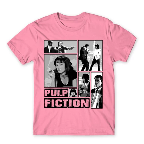 Világos rózsaszín Ponyvaregény férfi rövid ujjú póló - Pulp Fiction