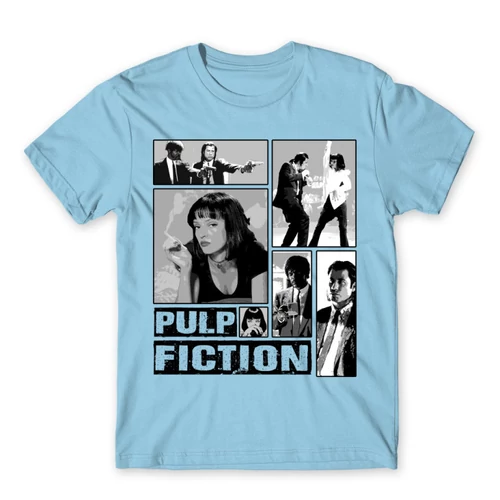 Világoskék Ponyvaregény férfi rövid ujjú póló - Pulp Fiction