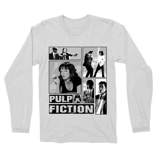 Fehér Ponyvaregény férfi hosszú ujjú póló - Pulp Fiction