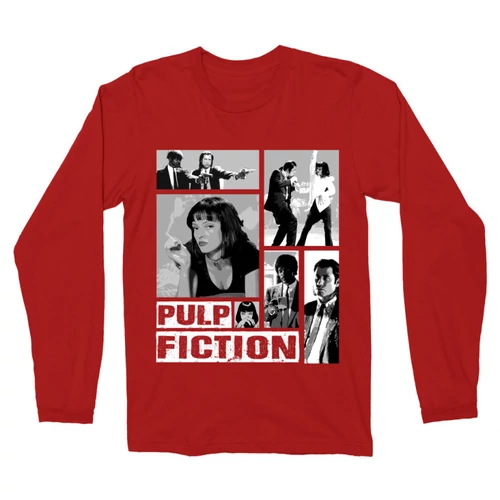 Piros Ponyvaregény férfi hosszú ujjú póló - Pulp Fiction