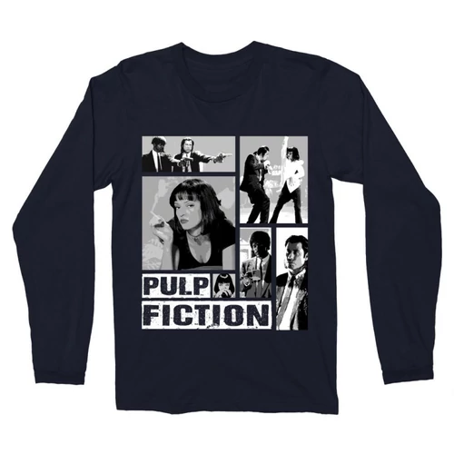 Sötétkék Ponyvaregény férfi hosszú ujjú póló - Pulp Fiction