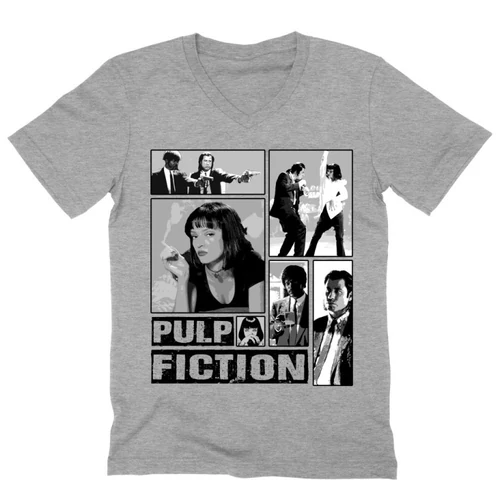 Sportszürke Ponyvaregény férfi V-nyakú póló - Pulp Fiction