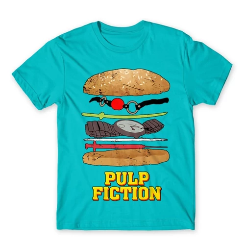 Atollkék Ponyvaregény férfi rövid ujjú póló - Pulp Fiction burger