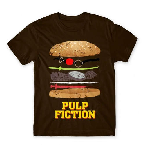 Barna Ponyvaregény férfi rövid ujjú póló - Pulp Fiction burger