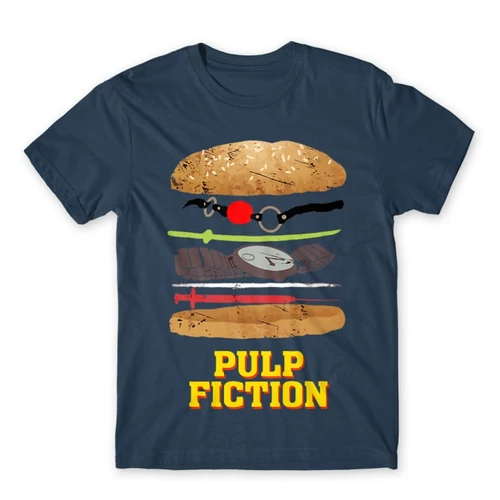 Denim Ponyvaregény férfi rövid ujjú póló - Pulp Fiction burger