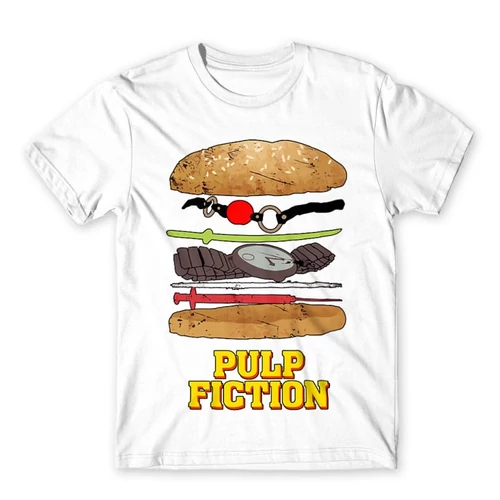 Fehér Ponyvaregény férfi rövid ujjú póló - Pulp Fiction burger