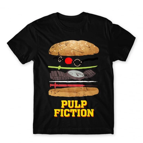Fekete Ponyvaregény férfi rövid ujjú póló - Pulp Fiction burger