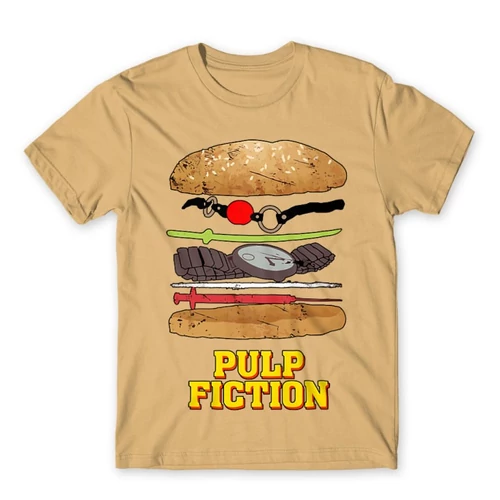 Homok Ponyvaregény férfi rövid ujjú póló - Pulp Fiction burger