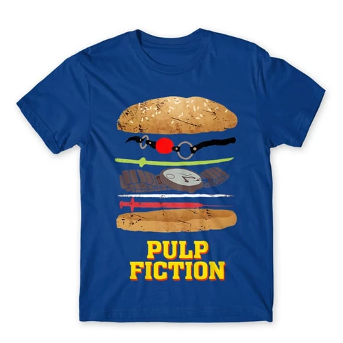 Királykék Ponyvaregény férfi rövid ujjú póló - Pulp Fiction burger