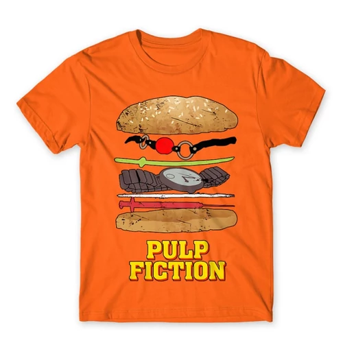 Narancs Ponyvaregény férfi rövid ujjú póló - Pulp Fiction burger