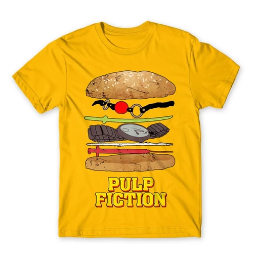 Sárga Ponyvaregény férfi rövid ujjú póló - Pulp Fiction burger