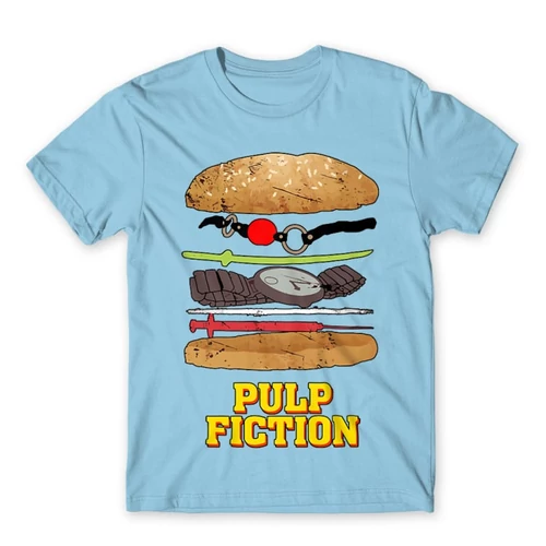 Világoskék Ponyvaregény férfi rövid ujjú póló - Pulp Fiction burger