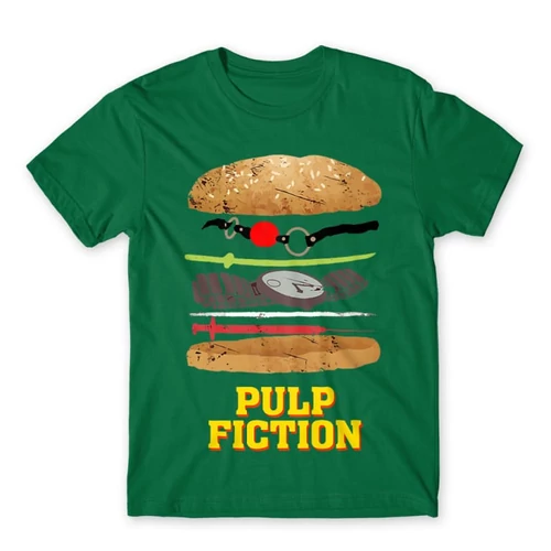 Zöld Ponyvaregény férfi rövid ujjú póló - Pulp Fiction burger