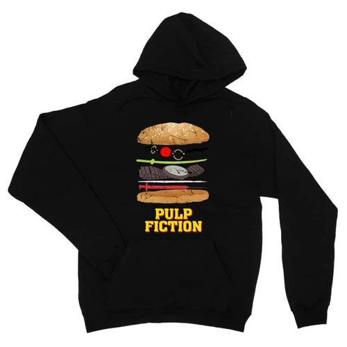 Fekete Ponyvaregény unisex kapucnis pulóver - Pulp Fiction burger