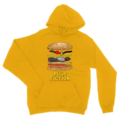 Sárga Ponyvaregény unisex kapucnis pulóver - Pulp Fiction burger