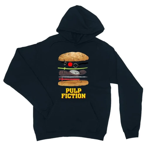 Sötétkék Ponyvaregény unisex kapucnis pulóver - Pulp Fiction burger