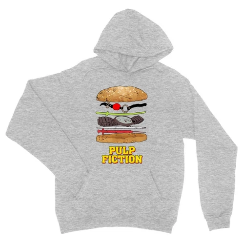 Sportszürke Ponyvaregény unisex kapucnis pulóver - Pulp Fiction burger
