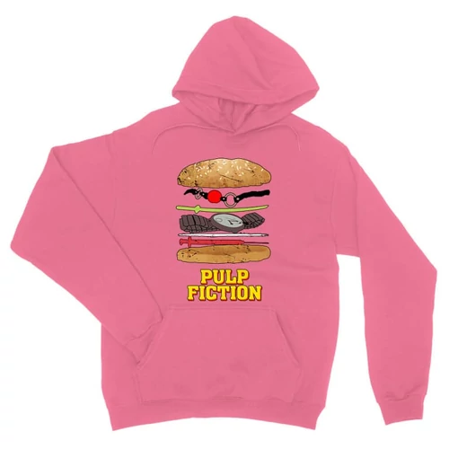 Világos rózsaszín Ponyvaregény unisex kapucnis pulóver - Pulp Fiction burger