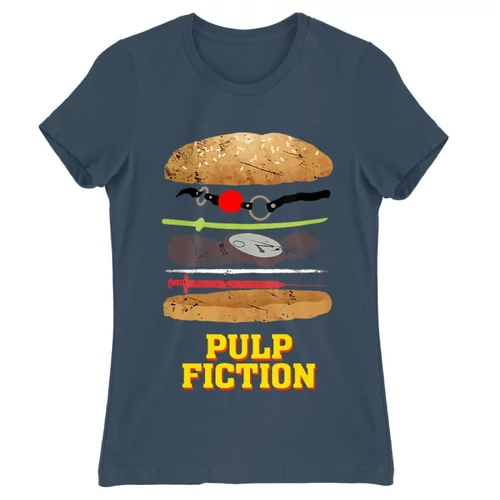 Denim Ponyvaregény női rövid ujjú póló - Pulp Fiction burger
