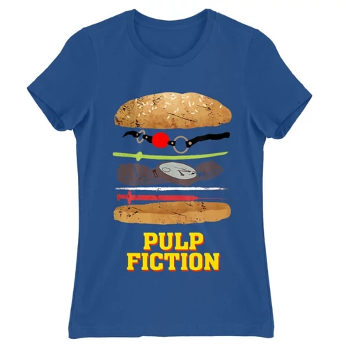 Királykék Ponyvaregény női rövid ujjú póló - Pulp Fiction burger
