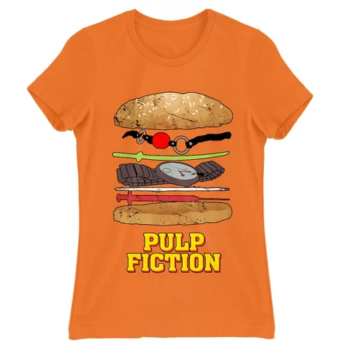 Narancs Ponyvaregény női rövid ujjú póló - Pulp Fiction burger
