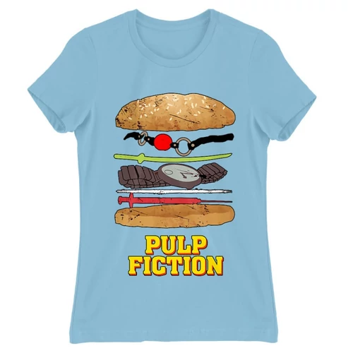 Világoskék Ponyvaregény női rövid ujjú póló - Pulp Fiction burger