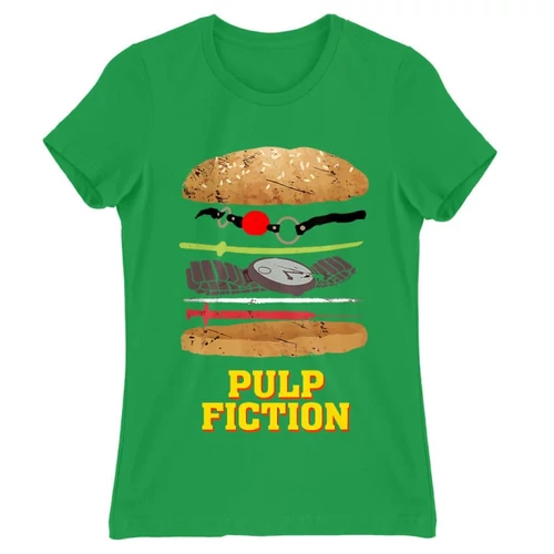 Zöld Ponyvaregény női rövid ujjú póló - Pulp Fiction burger