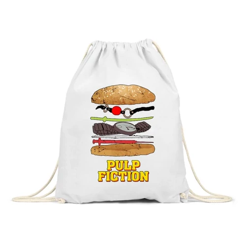 Fehér Ponyvaregény tornazsák - Pulp Fiction burger