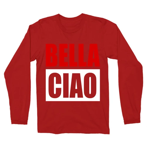 Piros A nagy pénzrablás férfi hosszú ujjú póló - Bella Ciao