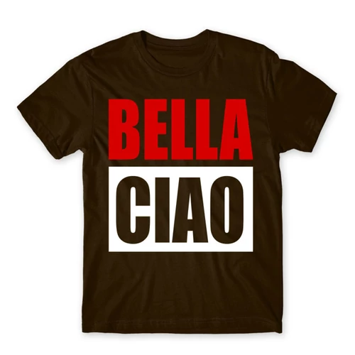 Barna A nagy pénzrablás férfi rövid ujjú póló - Bella Ciao